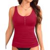 imageYonique Womens Tankini Top Only Button Tummy Control Swim Tank Top Modest Bathing Suit Top No BottomRed