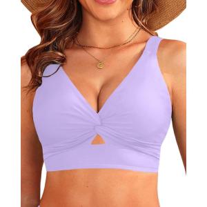 imageWomen Bikini Top Only  Supportive Swimsuit Top Large Bust Bathing Suit Top 2025 Cut Out Twist Swim TopLavender