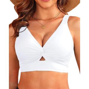 imageWomen Bikini Top Only  Supportive Swimsuit Top Large Bust Bathing Suit Top 2025 Cut Out Twist Swim TopWhite