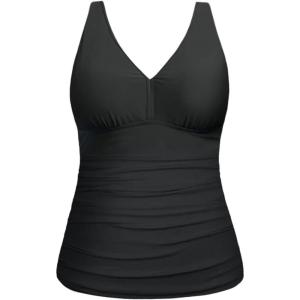 imageYonique Women Plus Size Tankini Top Only Tummy Control Bathing Suit Top V Neck Swim Top No BottomBlack