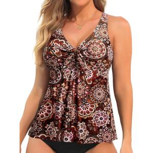 imageYonique Womens Flowy Tankini Tops Only Modest Swim Tops Loose Fit Bathing Suit Tops No BottomMandala