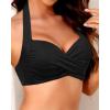 imageYonique Women Halter Bikini Top Push Up Swimsuit Top Retro Swim Top Twist Front Bathing Suit Top OnlyBlack