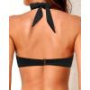 imageYonique Women Halter Bikini Top Push Up Swimsuit Top Retro Swim Top Twist Front Bathing Suit Top OnlyBlack