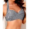 imageYonique Women Halter Bikini Top Push Up Swimsuit Top Retro Swim Top Twist Front Bathing Suit Top OnlyBlack Striped