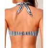 imageYonique Women Halter Bikini Top Push Up Swimsuit Top Retro Swim Top Twist Front Bathing Suit Top OnlyBlack Striped