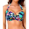 imageYonique Women Halter Bikini Top Push Up Swimsuit Top Retro Swim Top Twist Front Bathing Suit Top OnlyColorful Floral