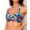 imageYonique Women Halter Bikini Top Push Up Swimsuit Top Retro Swim Top Twist Front Bathing Suit Top OnlyColorful Floral