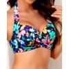 imageYonique Women Halter Bikini Top Push Up Swimsuit Top Retro Swim Top Twist Front Bathing Suit Top OnlyColorful Floral