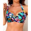 imageYonique Women Halter Bikini Top Push Up Swimsuit Top Retro Swim Top Twist Front Bathing Suit Top OnlyColorful Floral