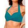 imageYonique Women Halter Bikini Top Push Up Swimsuit Top Retro Swim Top Twist Front Bathing Suit Top OnlyGreen