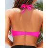 imageYonique Women Halter Bikini Top Push Up Swimsuit Top Retro Swim Top Twist Front Bathing Suit Top OnlyHot Pink