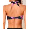 imageYonique Women Halter Bikini Top Push Up Swimsuit Top Retro Swim Top Twist Front Bathing Suit Top OnlyPink Floral