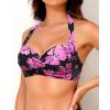 imageYonique Women Halter Bikini Top Push Up Swimsuit Top Retro Swim Top Twist Front Bathing Suit Top OnlyPink Floral