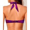 imageYonique Women Halter Bikini Top Push Up Swimsuit Top Retro Swim Top Twist Front Bathing Suit Top OnlyPurple Leaf