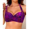 imageYonique Women Halter Bikini Top Push Up Swimsuit Top Retro Swim Top Twist Front Bathing Suit Top OnlyPurple Leaf