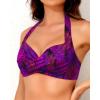 imageYonique Women Halter Bikini Top Push Up Swimsuit Top Retro Swim Top Twist Front Bathing Suit Top OnlyPurple Leaf