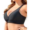imageYonique Women Plus Size Bikini Top Only Large Bust Swim Top Full Coverage Swimsuit Top Sport Bra Bathing Suit Top No BottomBlack