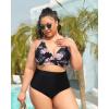 imageYonique Women Plus Size Bikini Top Only Large Bust Swim Top Full Coverage Swimsuit Top Sport Bra Bathing Suit Top No BottomBlack and Flower