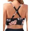 imageYonique Women Plus Size Bikini Top Only Large Bust Swim Top Full Coverage Swimsuit Top Sport Bra Bathing Suit Top No BottomBlack and Flower
