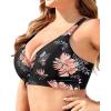 imageYonique Women Plus Size Bikini Top Only Large Bust Swim Top Full Coverage Swimsuit Top Sport Bra Bathing Suit Top No BottomBlack and Flower