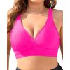 imageYonique Women Plus Size Bikini Top Only Large Bust Swim Top Full Coverage Swimsuit Top Sport Bra Bathing Suit Top No BottomHot Pink