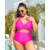 imageYonique Women Plus Size Bikini Top Only Large Bust Swim Top Full Coverage Swimsuit Top Sport Bra Bathing Suit Top No BottomHot Pink