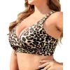 imageYonique Women Plus Size Bikini Top Only Large Bust Swim Top Full Coverage Swimsuit Top Sport Bra Bathing Suit Top No BottomLeopard