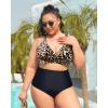 imageYonique Women Plus Size Bikini Top Only Large Bust Swim Top Full Coverage Swimsuit Top Sport Bra Bathing Suit Top No BottomLeopard