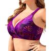 imageYonique Women Plus Size Bikini Top Only Large Bust Swim Top Full Coverage Swimsuit Top Sport Bra Bathing Suit Top No BottomPurple Leaf