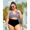 imageYonique Women Plus Size Bikini Top Only Large Bust Swim Top Full Coverage Swimsuit Top Sport Bra Bathing Suit Top No BottomStripe