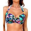 imageYonique Women Halter Bikini Top Push Up Swimsuit Top Retro Swim Top Twist Front Bathing Suit Top OnlyColorful Floral