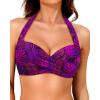 imageYonique Women Halter Bikini Top Push Up Swimsuit Top Retro Swim Top Twist Front Bathing Suit Top OnlyPurple Leaf