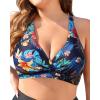 imageYonique Women Plus Size Bikini Top Only Large Bust Swim Top Full Coverage Swimsuit Top Sport Bra Bathing Suit Top No BottomGrass Flowers Bloom