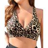 imageYonique Women Plus Size Bikini Top Only Large Bust Swim Top Full Coverage Swimsuit Top Sport Bra Bathing Suit Top No BottomLeopard