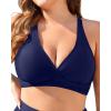 imageYonique Women Plus Size Bikini Top Only Large Bust Swim Top Full Coverage Swimsuit Top Sport Bra Bathing Suit Top No BottomNavy Blue