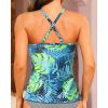 imageWomen Tankini Swim Top Only  High Neck Bathing Suit Tops Tummy Control Tank Top No BottomBlue Leaves