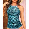 imageWomen Tankini Swim Top Only  High Neck Bathing Suit Tops Tummy Control Tank Top No BottomBlue Paisley