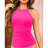imageWomen Tankini Swim Top Only  High Neck Bathing Suit Tops Tummy Control Tank Top No BottomHot Pink