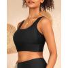 imageYonique Women Sports Bra Bikini Top Swim Bra Athletic Swim Top Scoop Neck Bathing SuitBlack