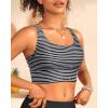 imageYonique Women Sports Bra Bikini Top Swim Bra Athletic Swim Top Scoop Neck Bathing SuitBlack and White Stripe