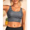 imageYonique Women Sports Bra Bikini Top Swim Bra Athletic Swim Top Scoop Neck Bathing SuitBlack and White Stripe