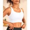 imageYonique Women Sports Bra Bikini Top Swim Bra Athletic Swim Top Scoop Neck Bathing SuitWhite