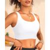 imageYonique Women Sports Bra Bikini Top Swim Bra Athletic Swim Top Scoop Neck Bathing SuitWhite
