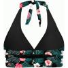 imageYonique Womens Plus Size Bikini Tops Only Halter Swimsuit Top Large Bust Swim Top V Neck Bathing Suit TopsBlack Floral