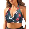 imageYonique Womens Plus Size Bikini Tops Only Halter Swimsuit Top Large Bust Swim Top V Neck Bathing Suit TopsBlack Floral
