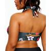 imageYonique Womens Plus Size Bikini Tops Only Halter Swimsuit Top Large Bust Swim Top V Neck Bathing Suit TopsBlack Floral