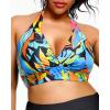imageYonique Womens Plus Size Bikini Tops Only Halter Swimsuit Top Large Bust Swim Top V Neck Bathing Suit TopsBlack Flower