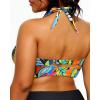 imageYonique Womens Plus Size Bikini Tops Only Halter Swimsuit Top Large Bust Swim Top V Neck Bathing Suit TopsBlack Flower