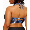 imageYonique Womens Plus Size Bikini Tops Only Halter Swimsuit Top Large Bust Swim Top V Neck Bathing Suit TopsBlue Paisley