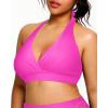 imageYonique Womens Plus Size Bikini Tops Only Halter Swimsuit Top Large Bust Swim Top V Neck Bathing Suit TopsHot Pink